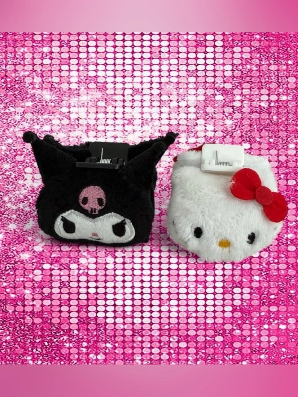 Sanrio Hello Kitty and Kuromi hair clips mini plush claw clips